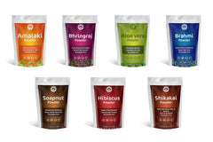 Holy Natural Herbal Hair Pack front view with resealable packaging for easy home care.