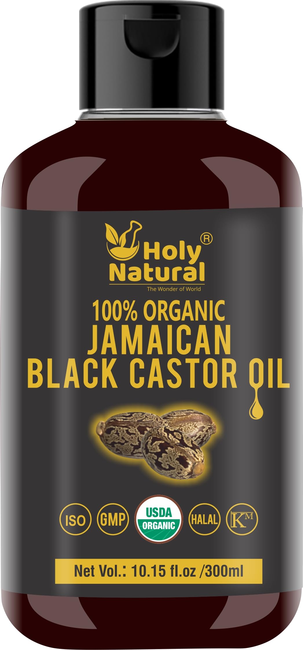 Holy Natural Jamaican Black Castor Oil bottle for scalp nourishment and roots