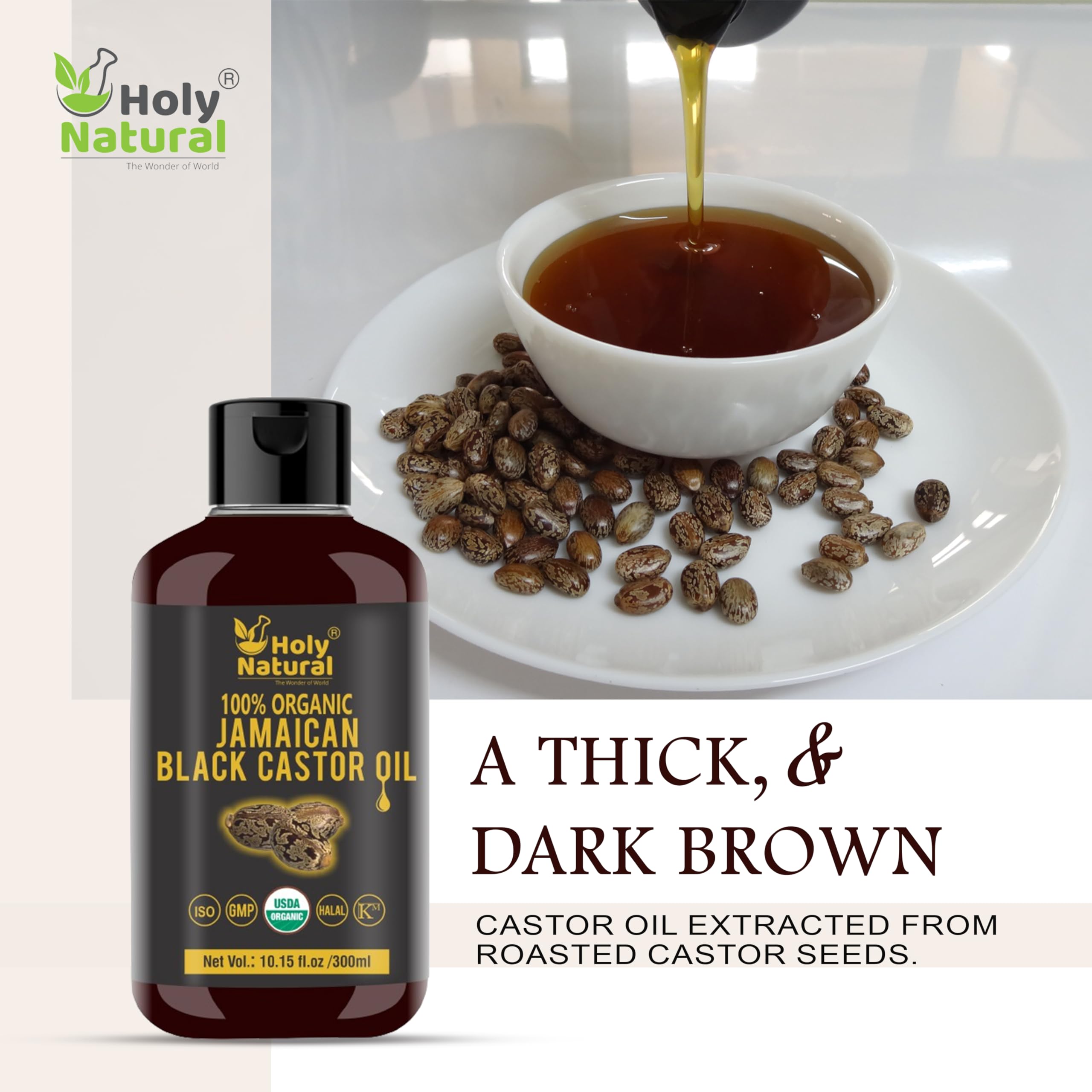Holy Natural oil label shows USDA certification and traditional quality