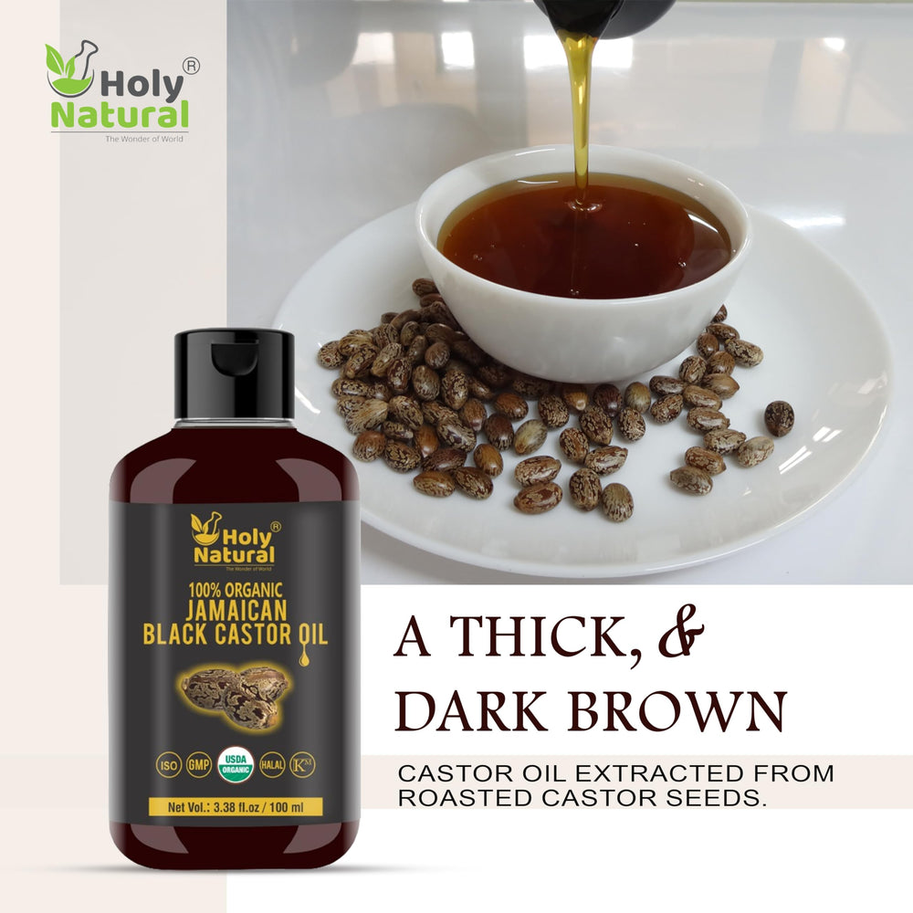 Holy Natural Organic Jamaican Black Castor Oil pour for roots