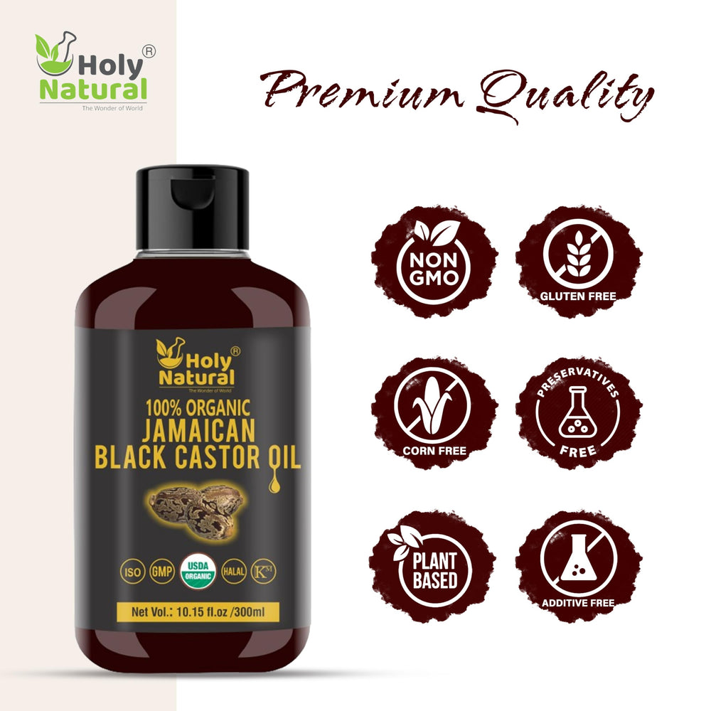 USDA certified packaging for Holy Natural Organic Jamaican Black Castor Oil