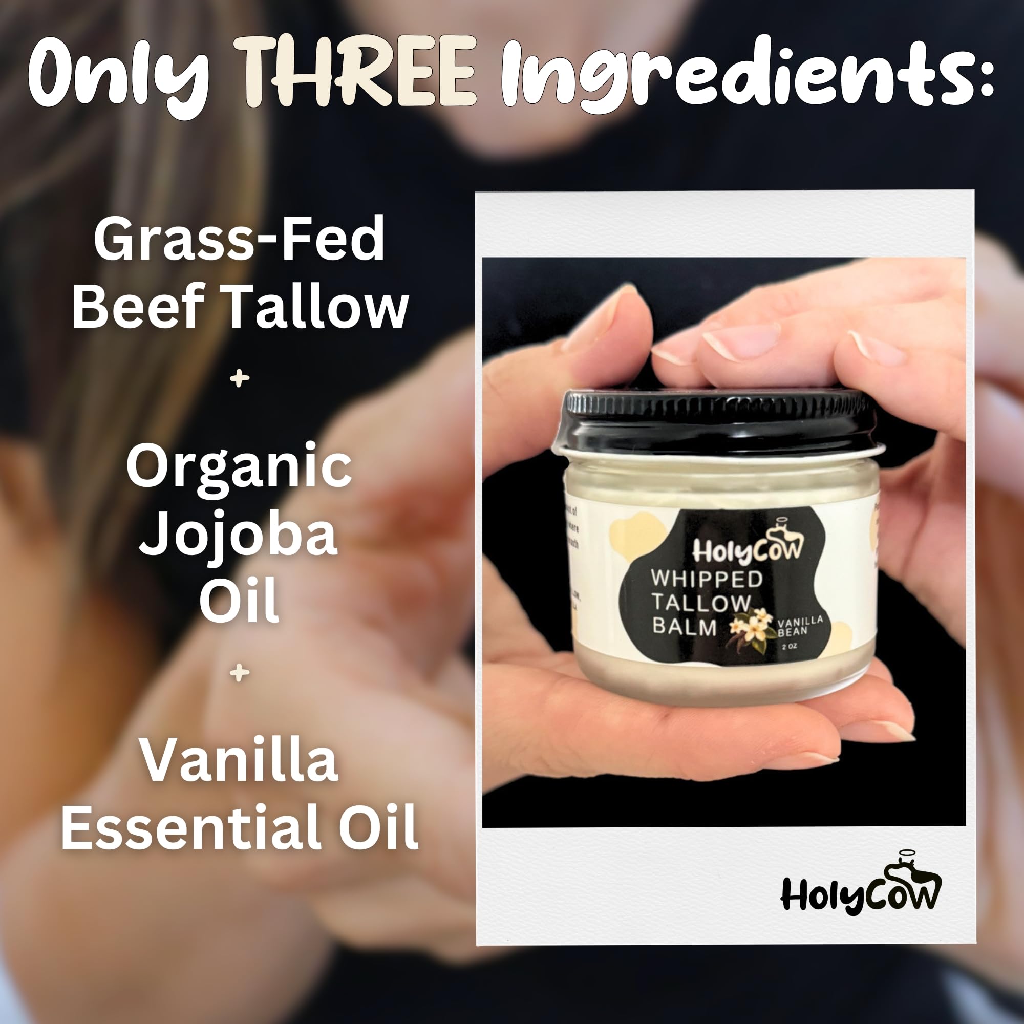 HolyCow grass-fed beef tallow source for nourishing skin care.