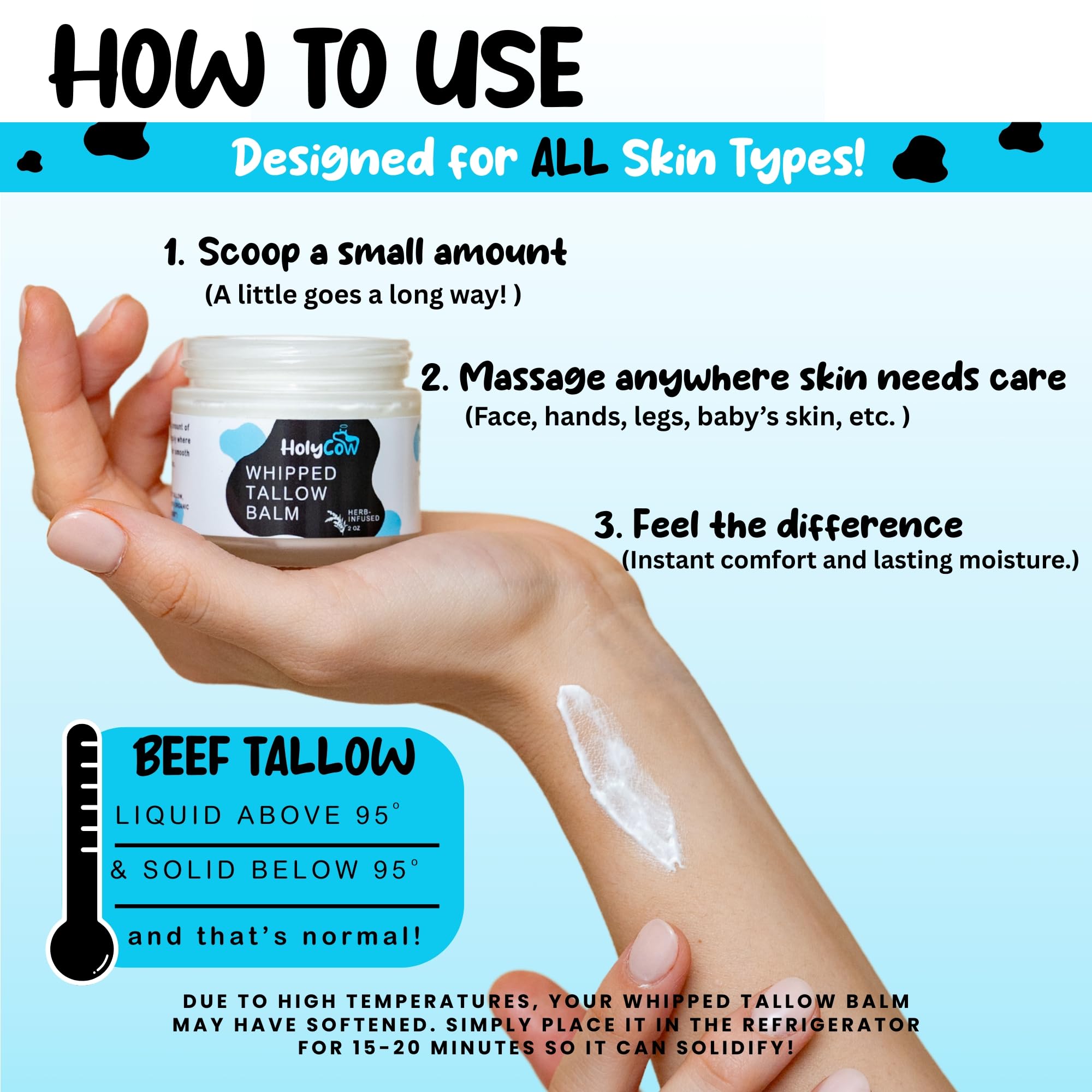 HolyCow organic jojoba oil bottle used to nourish and soften skin.