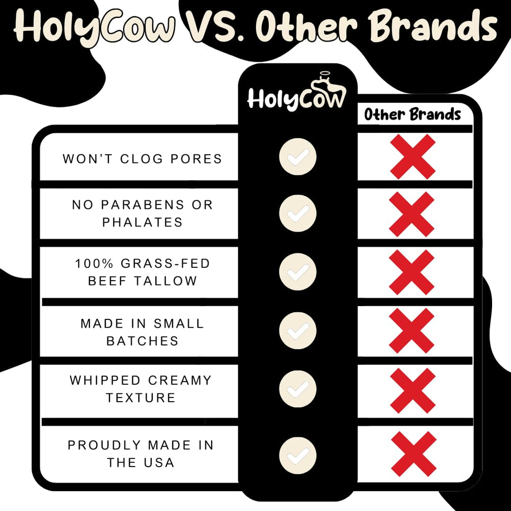 HolyCow unscented balm with lavender and rose notes for light botanical scent.