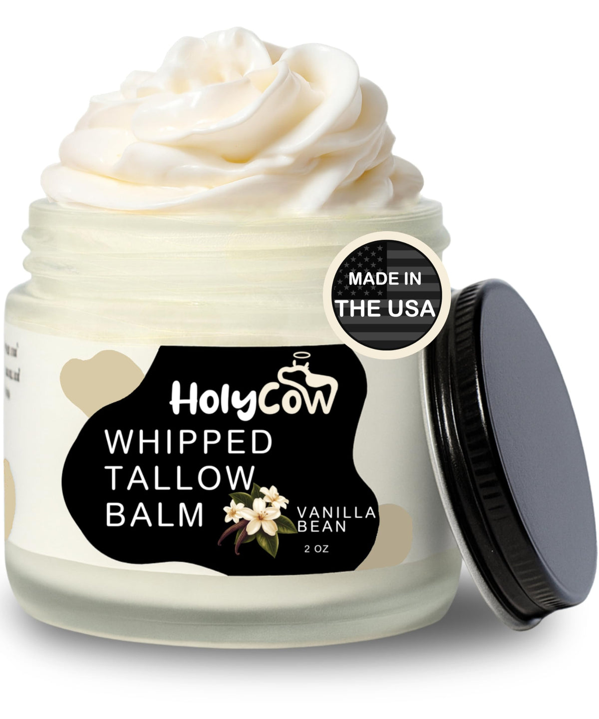 HolyCow whipped tallow balm jar for deep hydration and skin comfort.