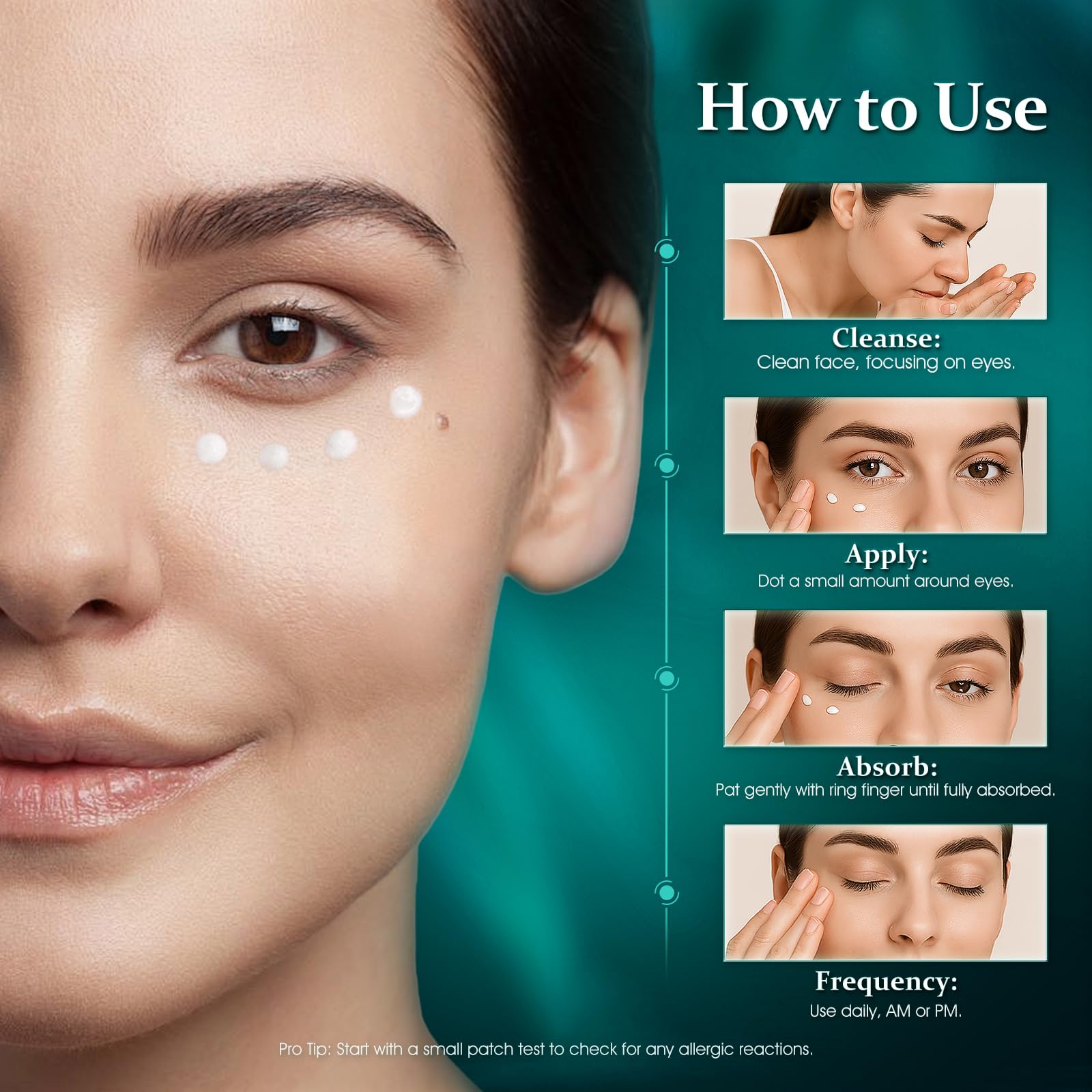 HOLYOM Advanced Eye Cream application massage motion closeup demonstration