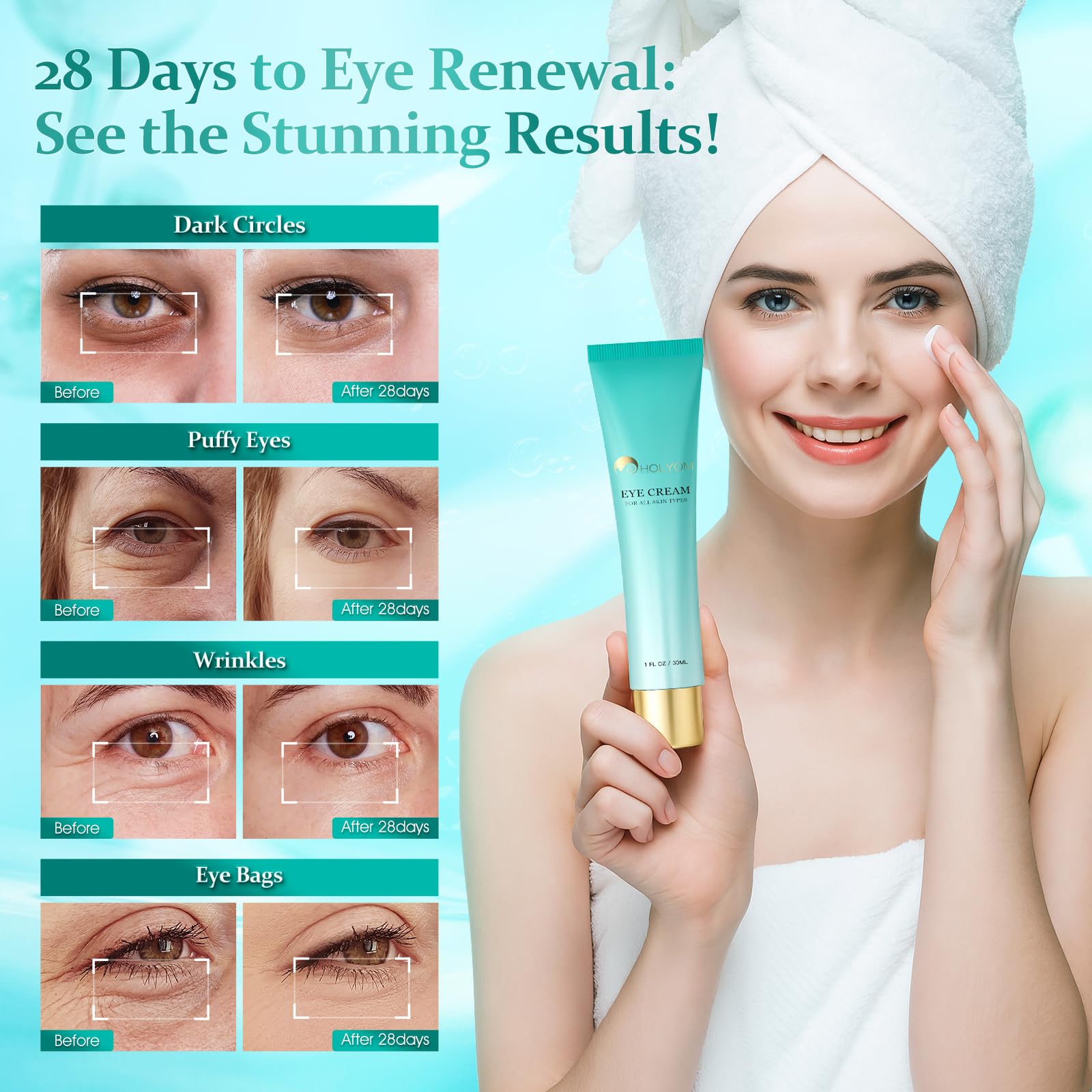 HOLYOM Advanced Eye Cream jar texture highlighting luxurious feel