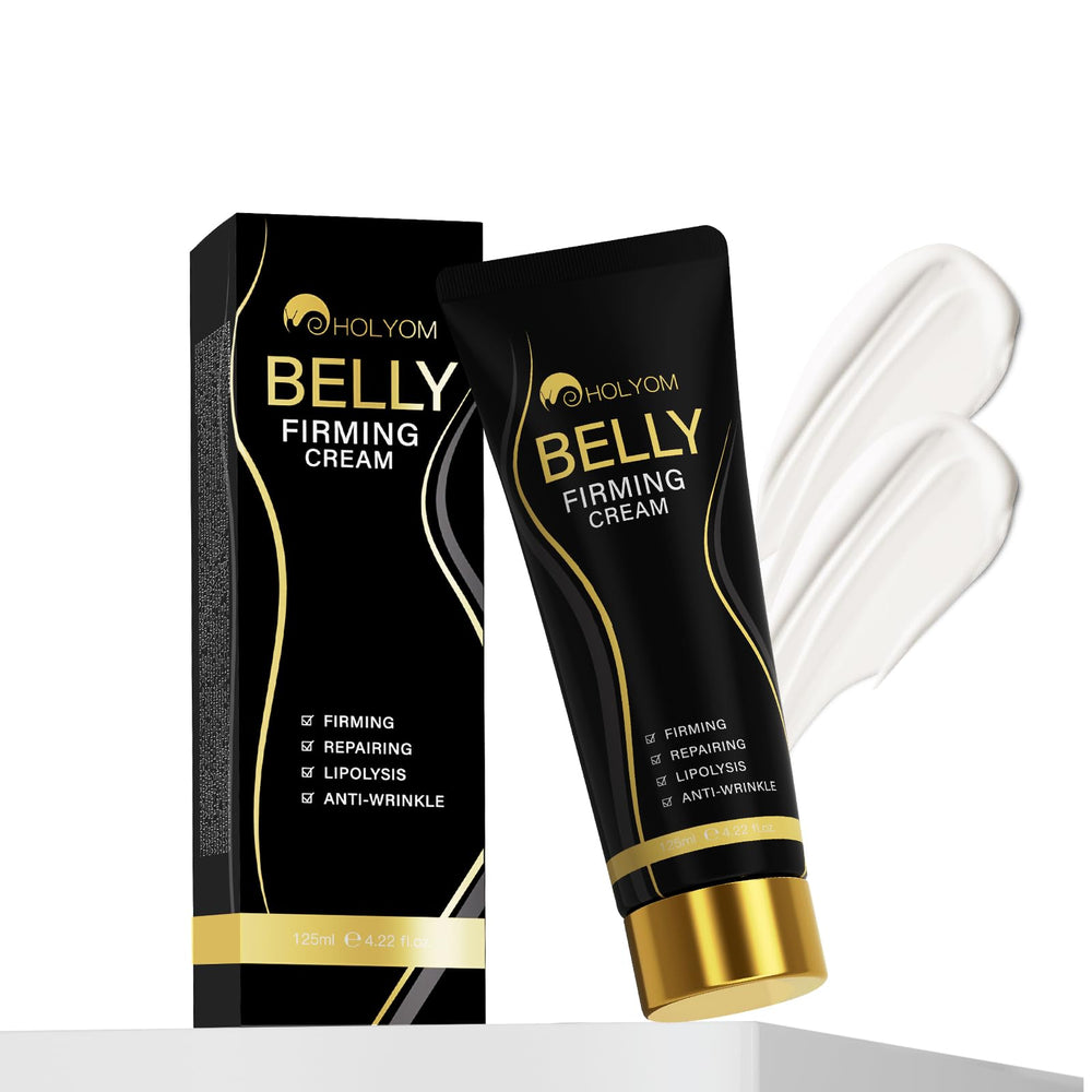 HOLYOM B Flat Cream belly application smooths skin and contour.