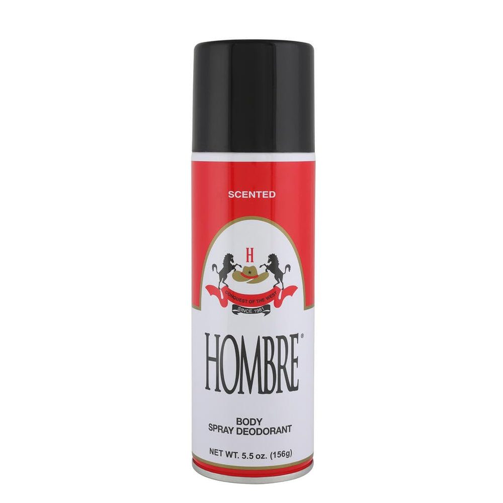 HOMBRE red deodorant bottle front for daily, long-lasting freshness.