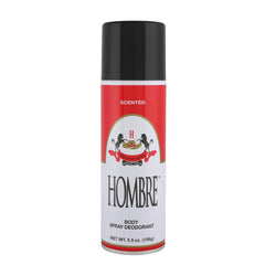 HOMBRE red deodorant bottle front for daily, long-lasting freshness.