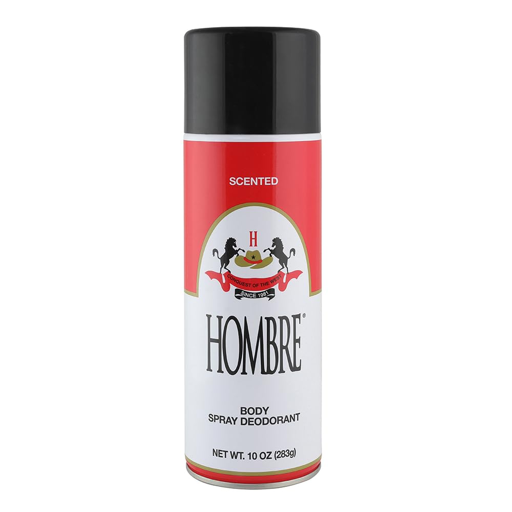 HOMBRE Red Deodorant Spray 10oz bottle for lasting freshness