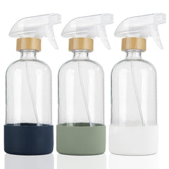 HOMBYS bamboo pump head on spray bottle for eco-friendly, smooth dispensing.