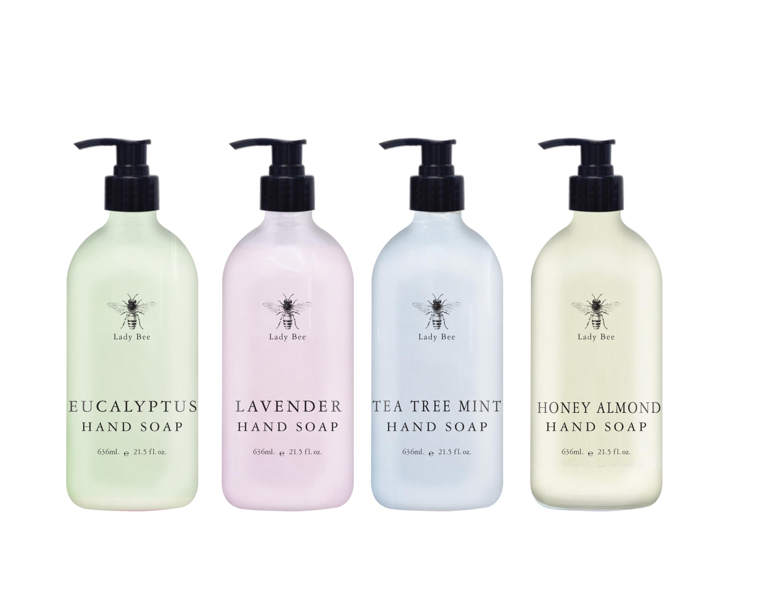 Home & Body Company Lady Bee hand soap set in eucalyptus bottle for refreshing hand cleansing
