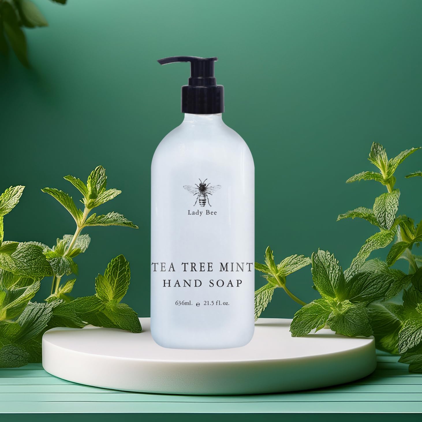 Honey Almond soap bottle provides nourishing fragrance and elegant display