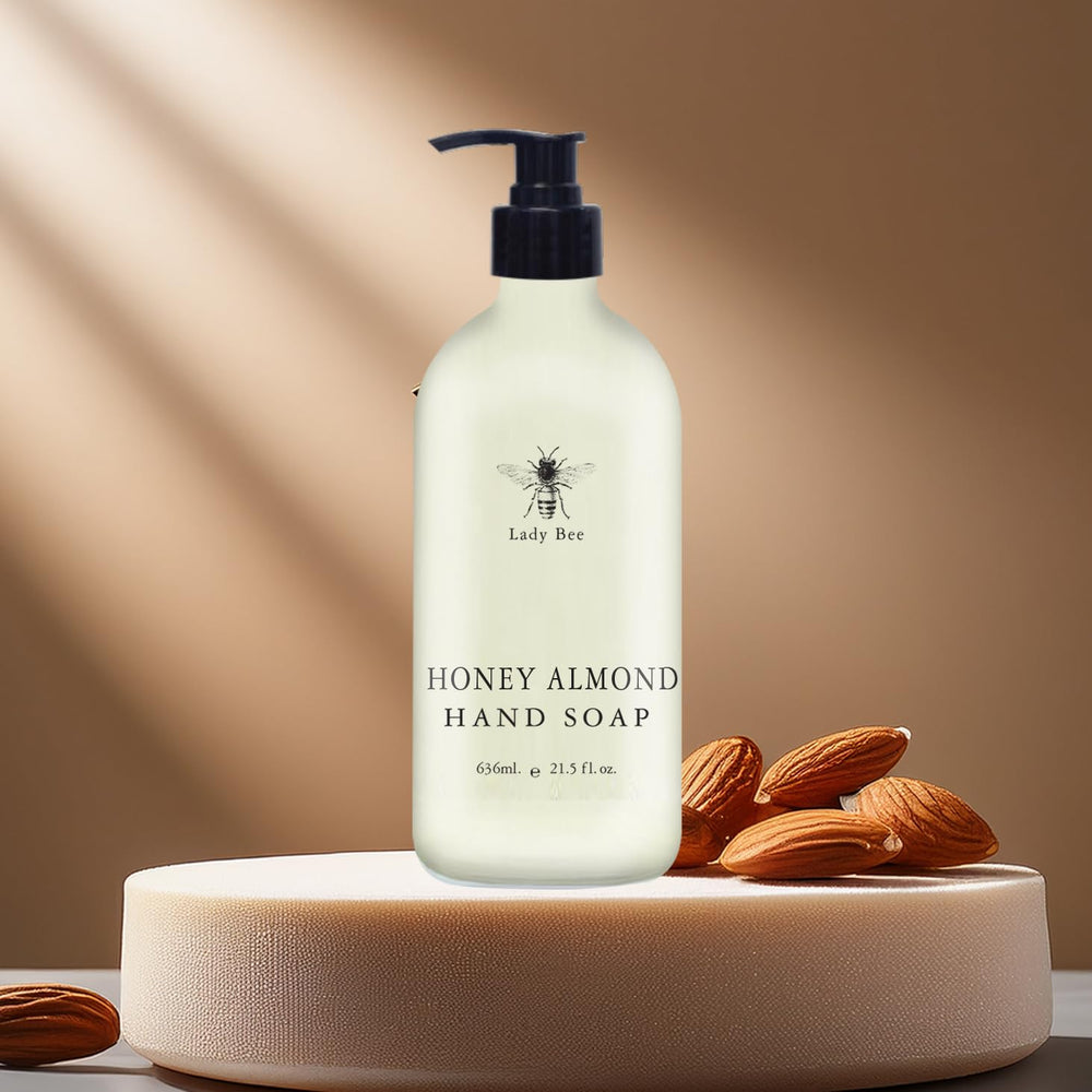 Clear bottle design of Lady Bee set shows soap levels for easy refills