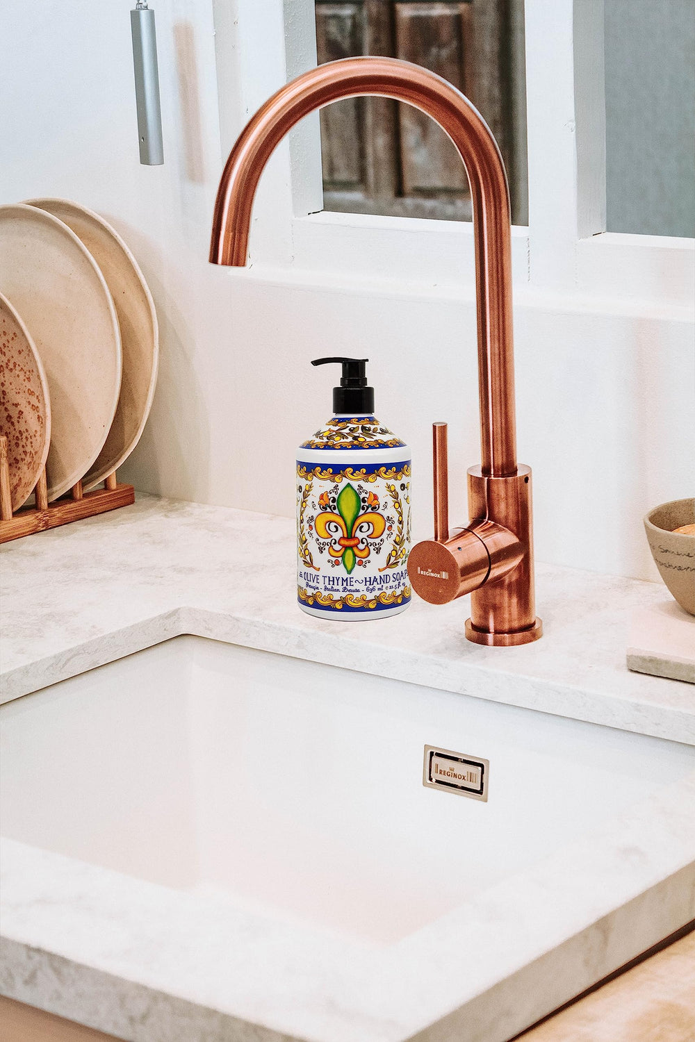 Home & Body Company Perugia Deruta Hand Soap collection display with four scents