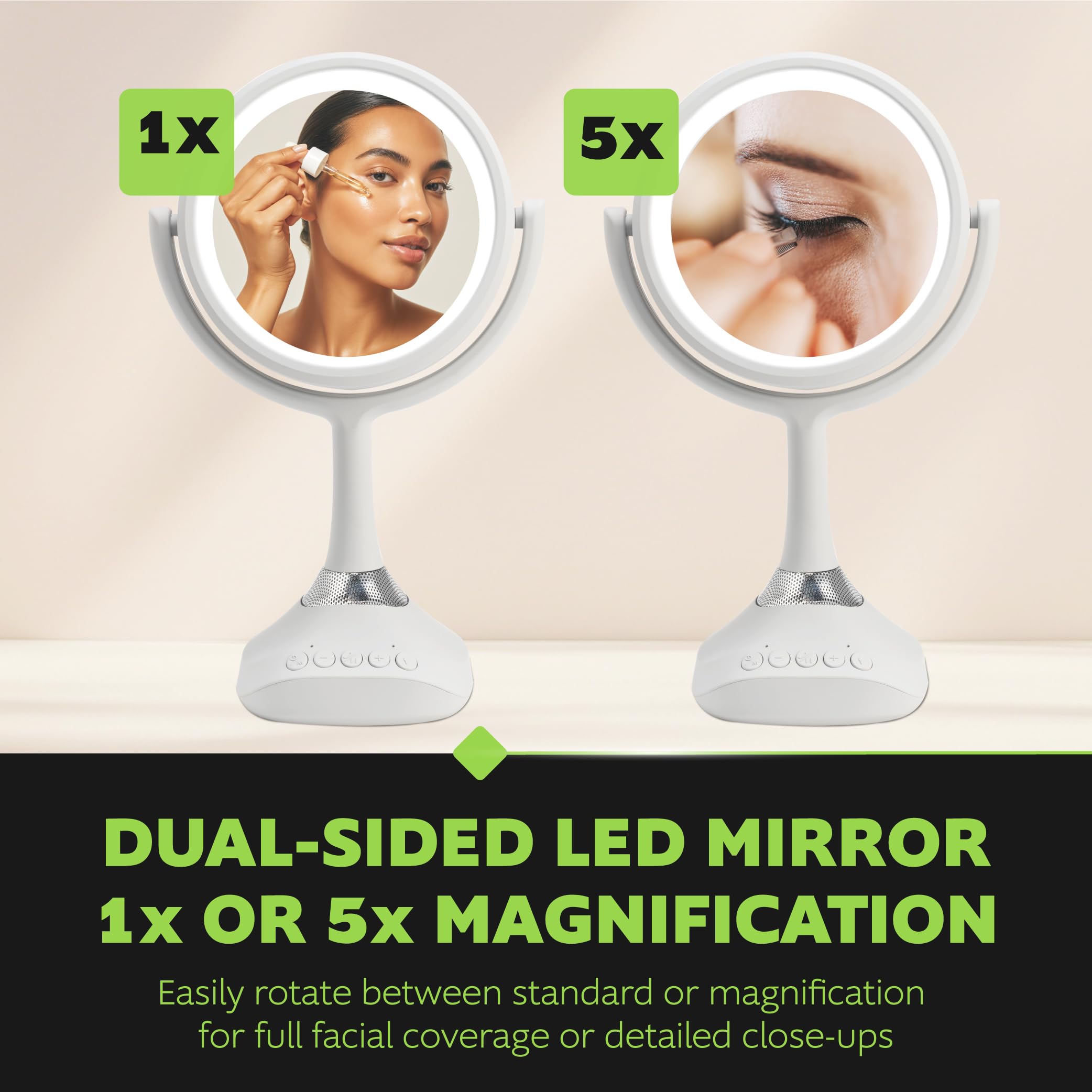 Home NetWerks plug-in power keeps the mirror bright without battery changes.