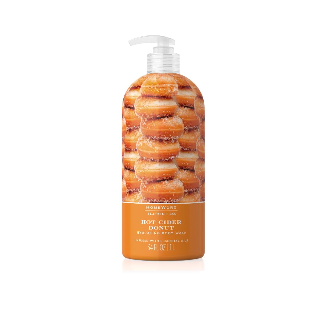 Homeworx Hot Cider Donut bottle label for a cozy autumn shower ritual.