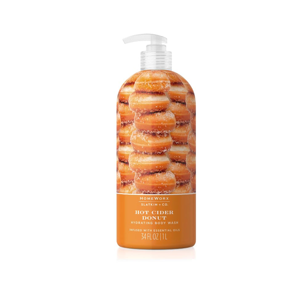 Homeworx Hot Cider Donut bottle label for a cozy autumn shower ritual.
