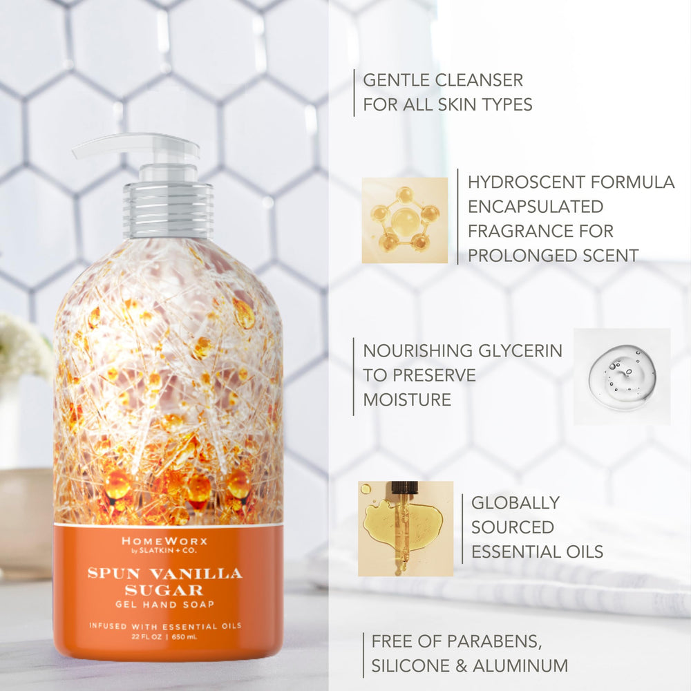 Homeworx Spun Vanilla Sugar cap detail emphasizes refined packaging for daily use.