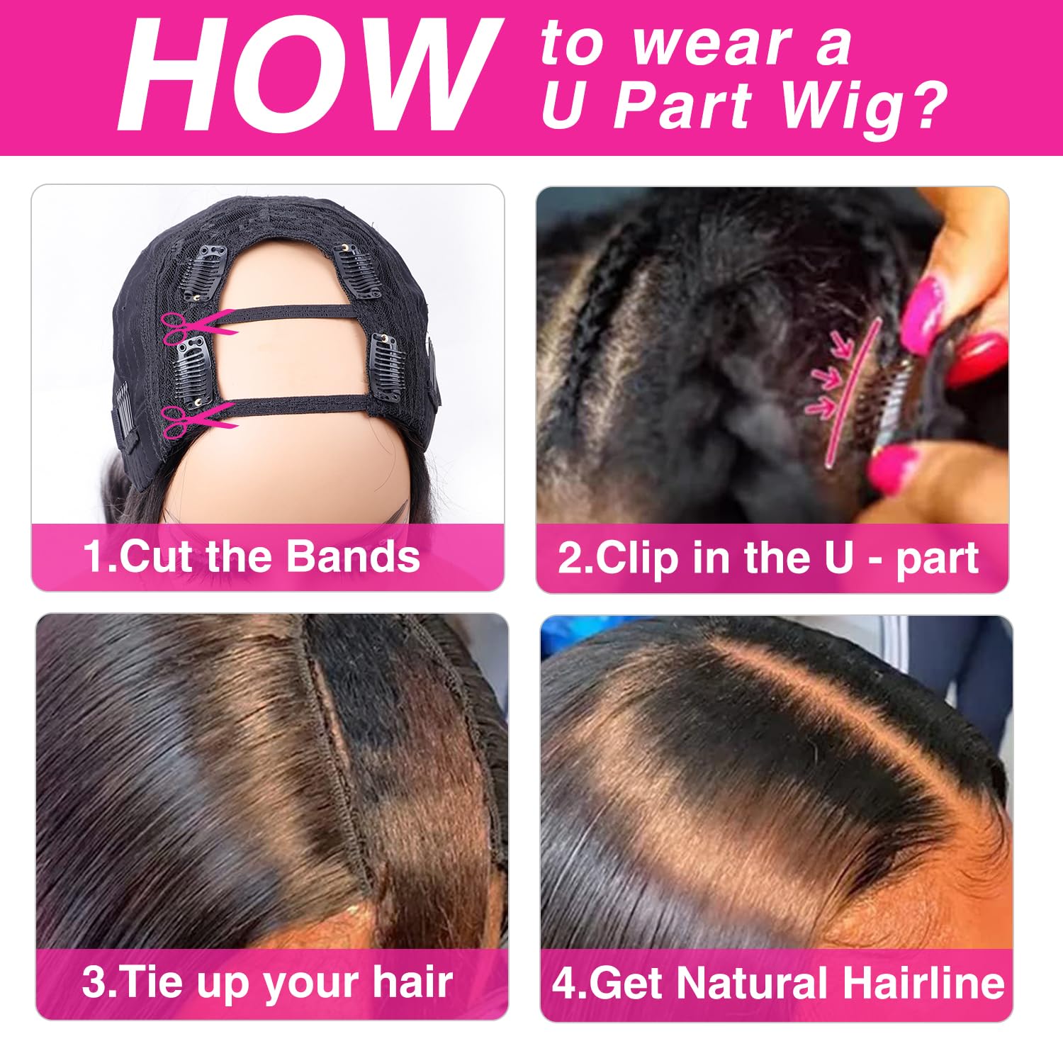 Homgoss U Part Wig 14-30 inch length suits straight or wavy looks.