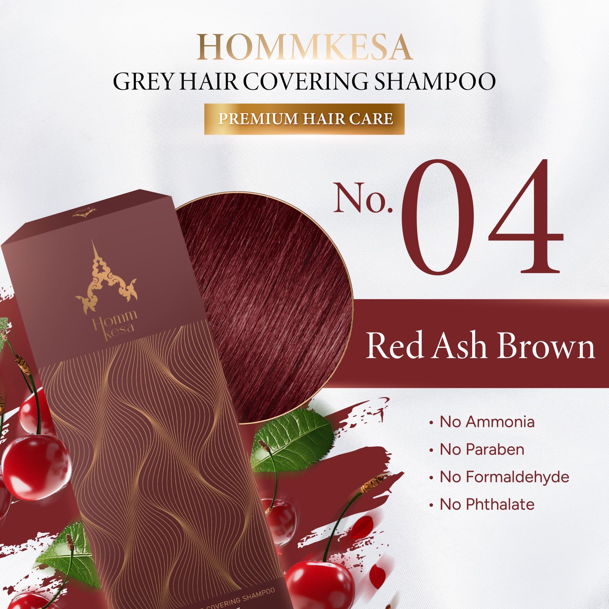 Hommkesa grey hair covering shampoo foam demonstrates quick one-step coloring