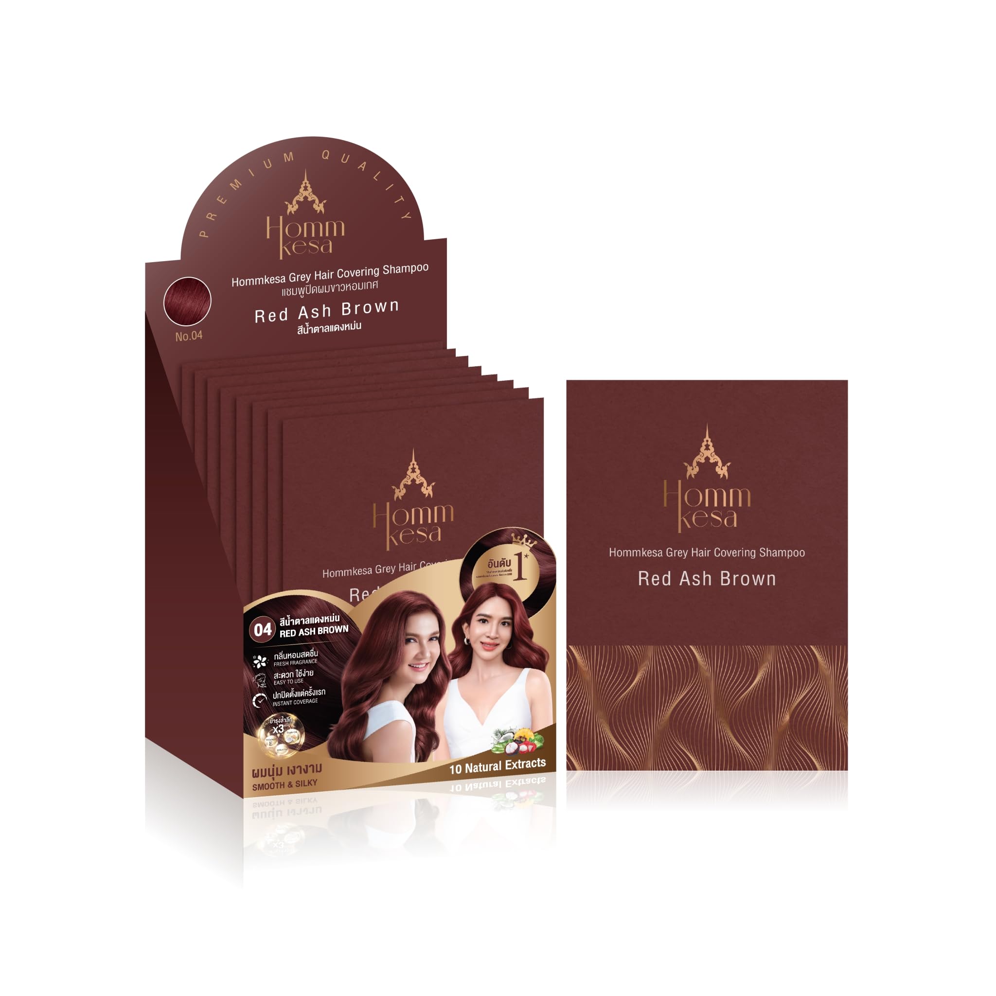 Hommkesa grey hair covering shampoo pack highlights six-pack convenience for at-home color