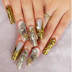 Homsera nails featuring 3D cross heart charms for stylish party wear