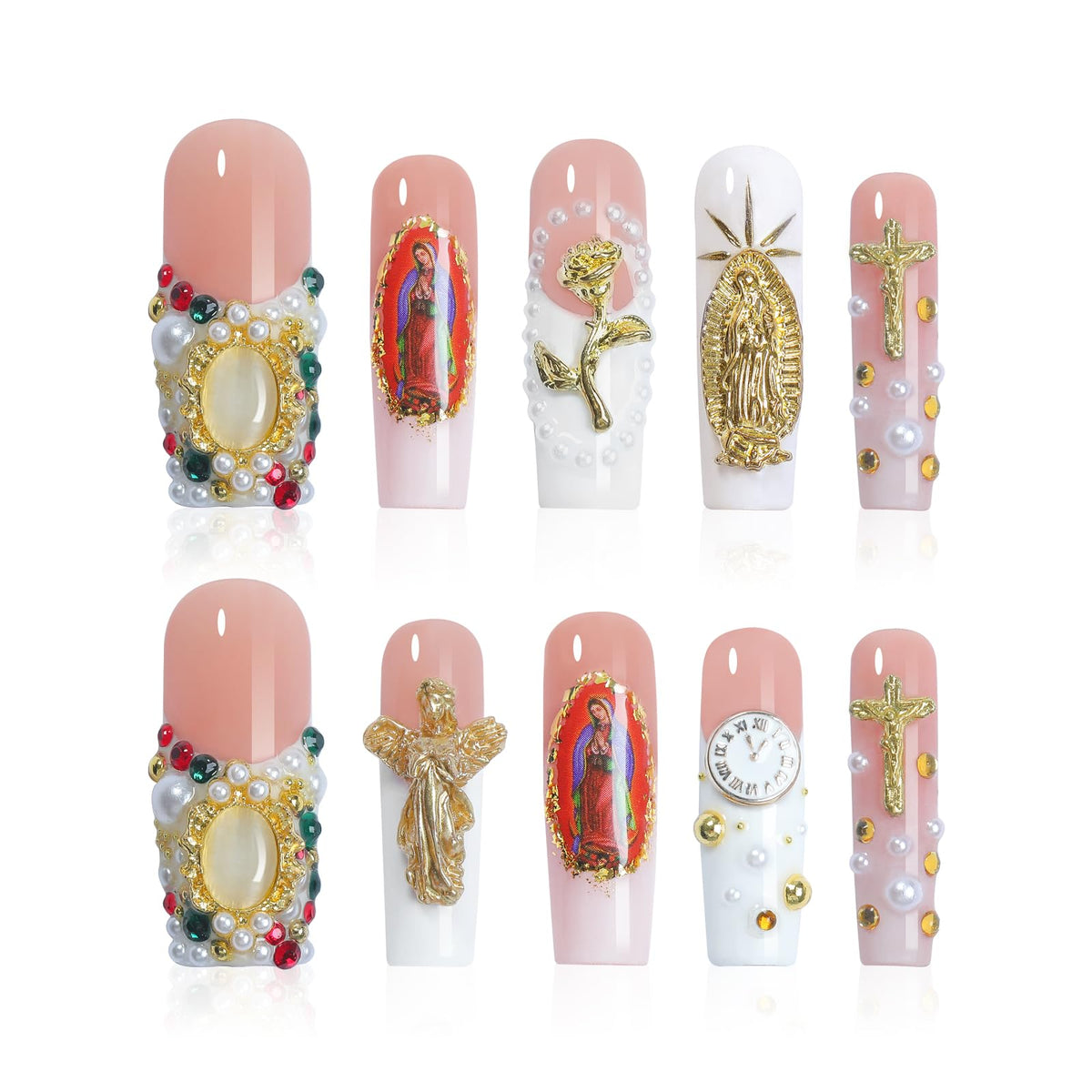 Homsera Celestial Sanctuary nails with angel wings for a salon-grade finish at home.