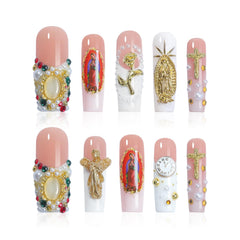 Homsera Celestial Sanctuary nails with angel wings for a salon-grade finish at home.