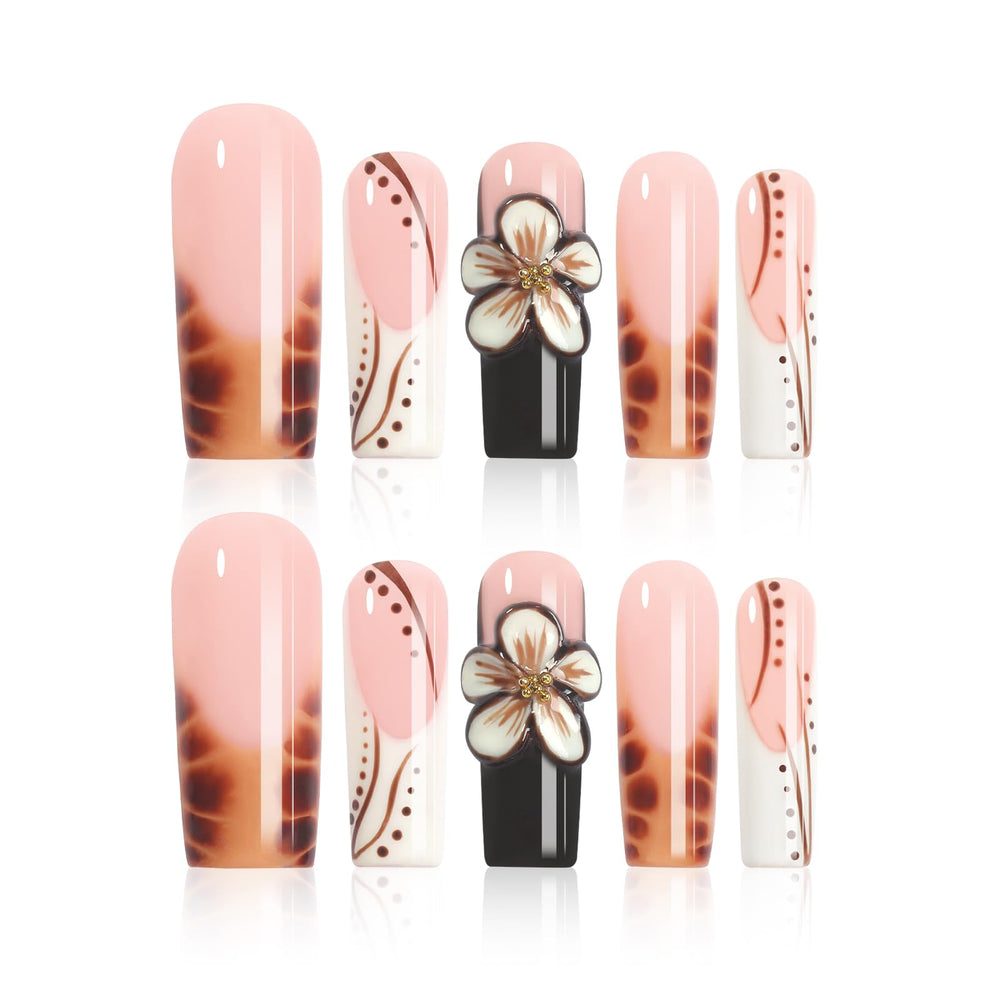 Homsera Ethereal Blossom nails with watercolor marble base for a chic, long-lasting manicure