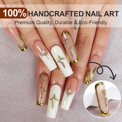 Homsera French tips with 3D sunflower charms for elegant nails.