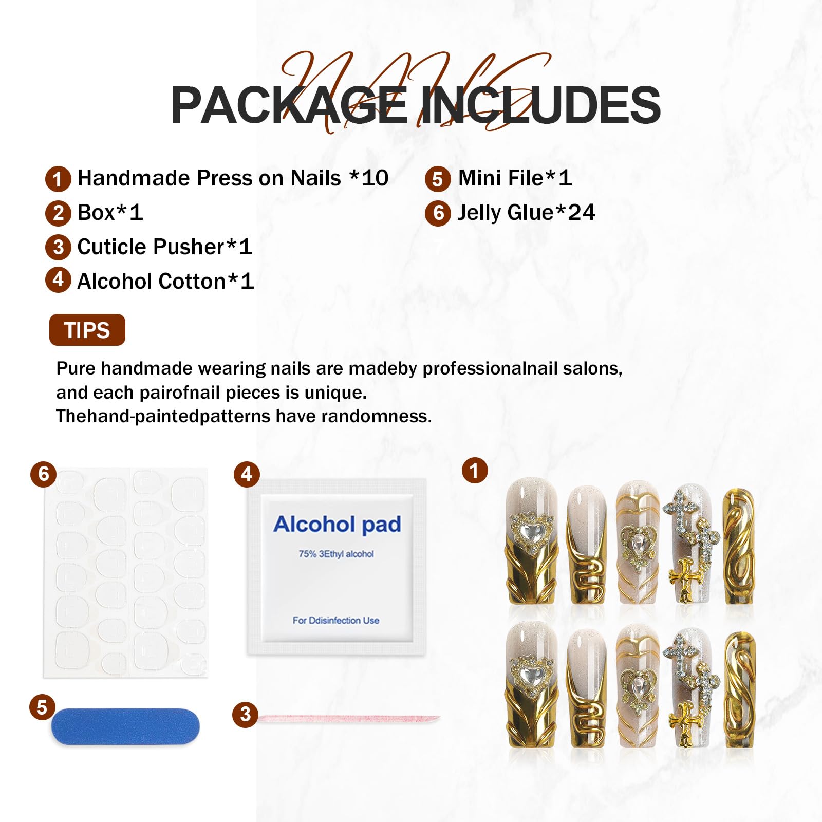 Homsera full-cover press-ons with adhesive tabs for quick, reusable wear