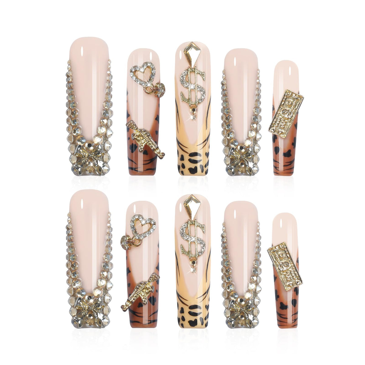 Homsera Gilded Wild Spot nails with exotic print for a nightlife look.