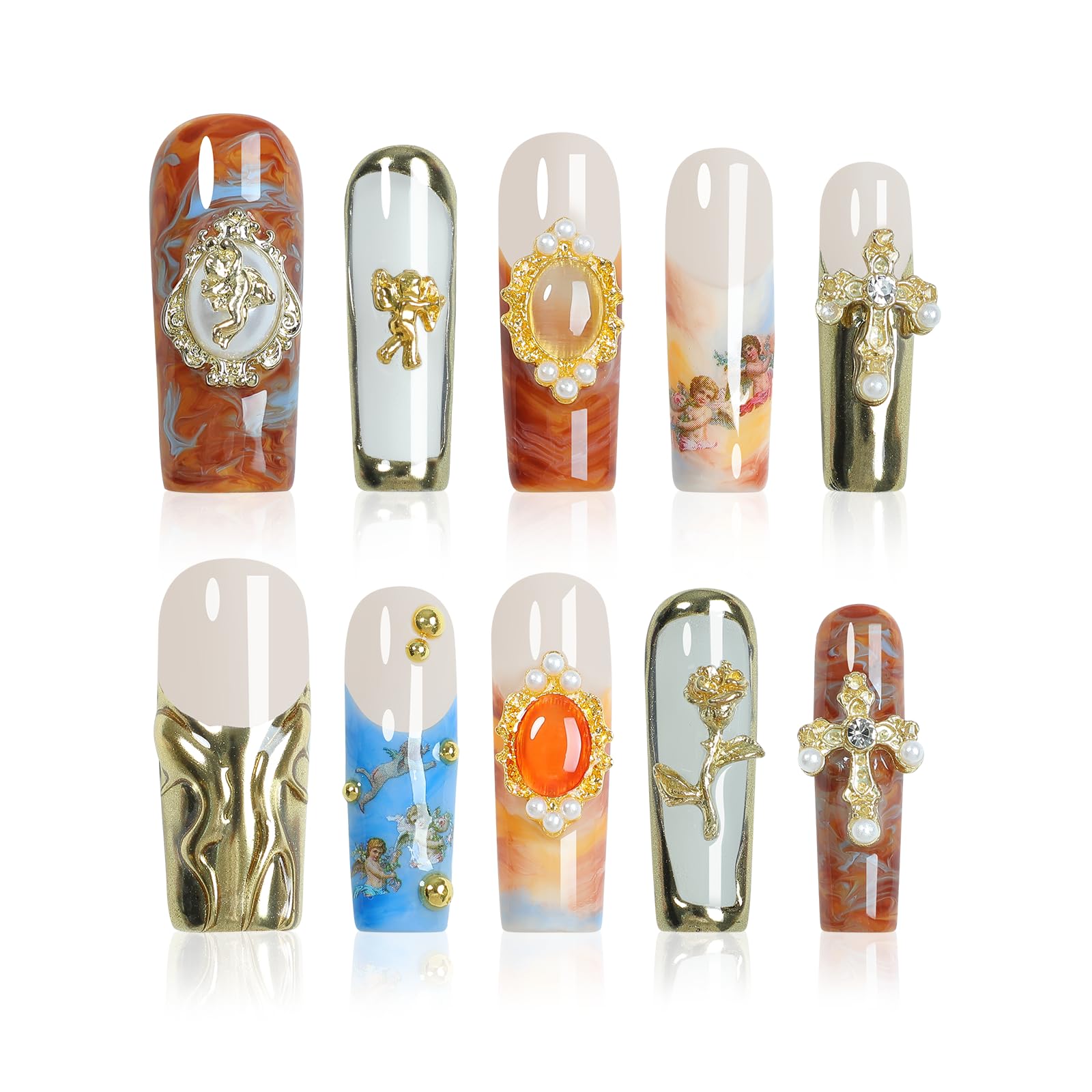 Homsera handmade press-on nails with glossy finish for salon-quality at home.