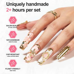 Homsera Opulent square nails shown during application for a quick at-home manicure