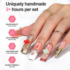 Homsera soft pink nails hand-painted close-up showcasing unique design.