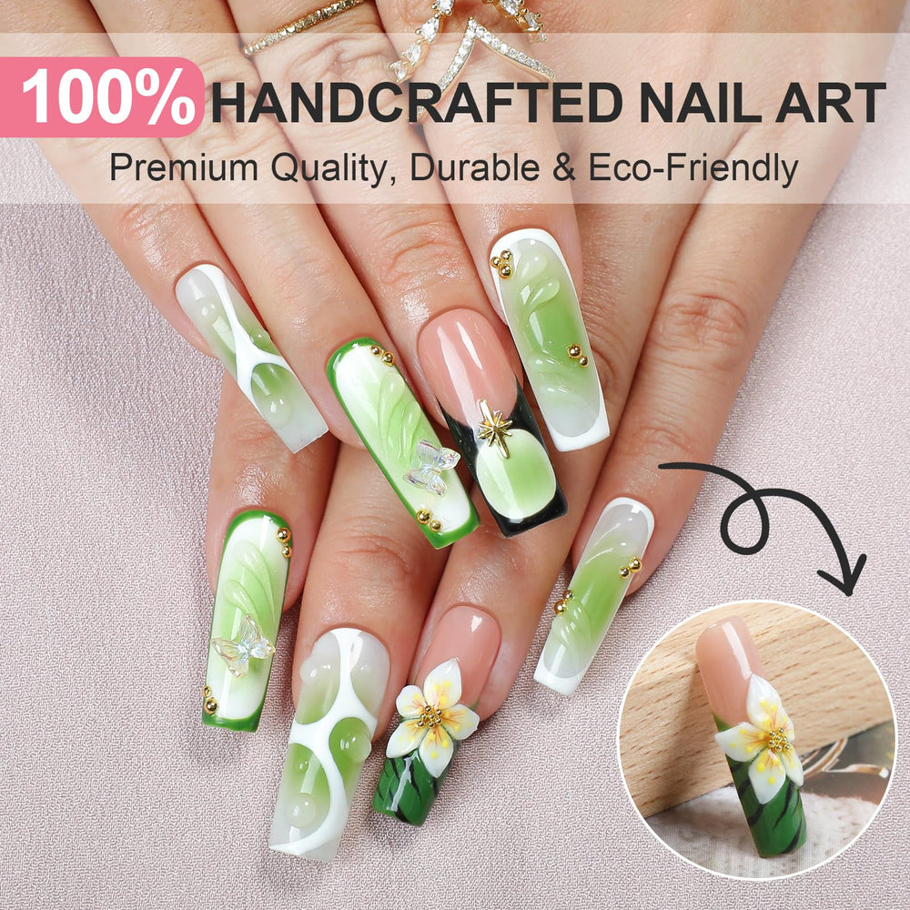 Homsera Verdant Canopy nails on hand demonstrating quick 10-minute at-home manicure