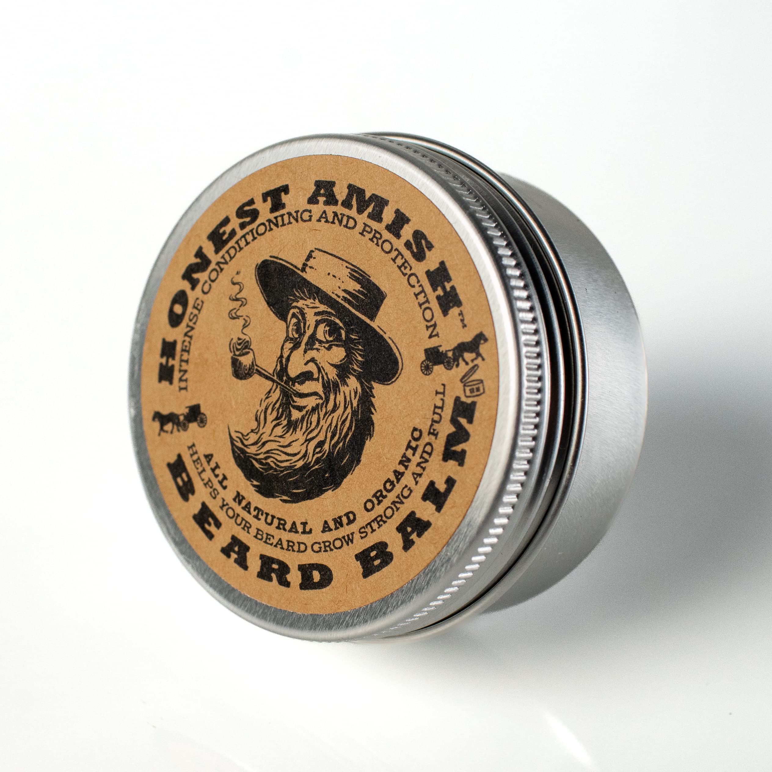 Honest Amish Beard Balm application hand demonstrates easy conditioning.
