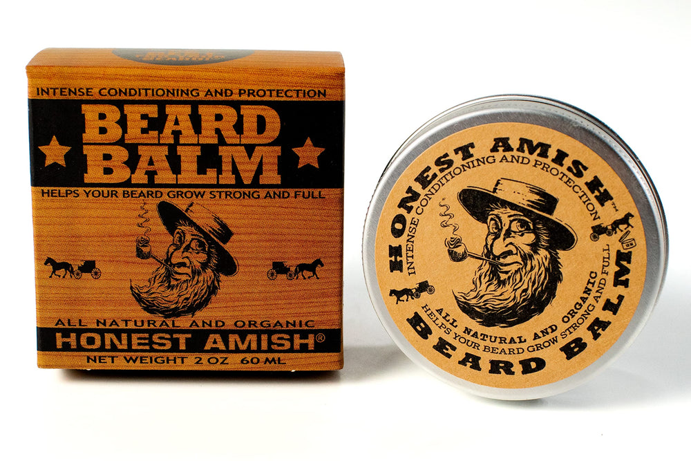Honest Amish Beard Balm soft beard hair on display illustrates smoother texture.