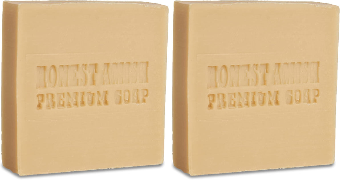 Honest Amish Lavender and Clove Soap Bar front view showing two bars for daily cleansing