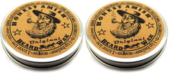 Honest Amish Original Beard Wax pack front showing a two-tin set for easy grooming
