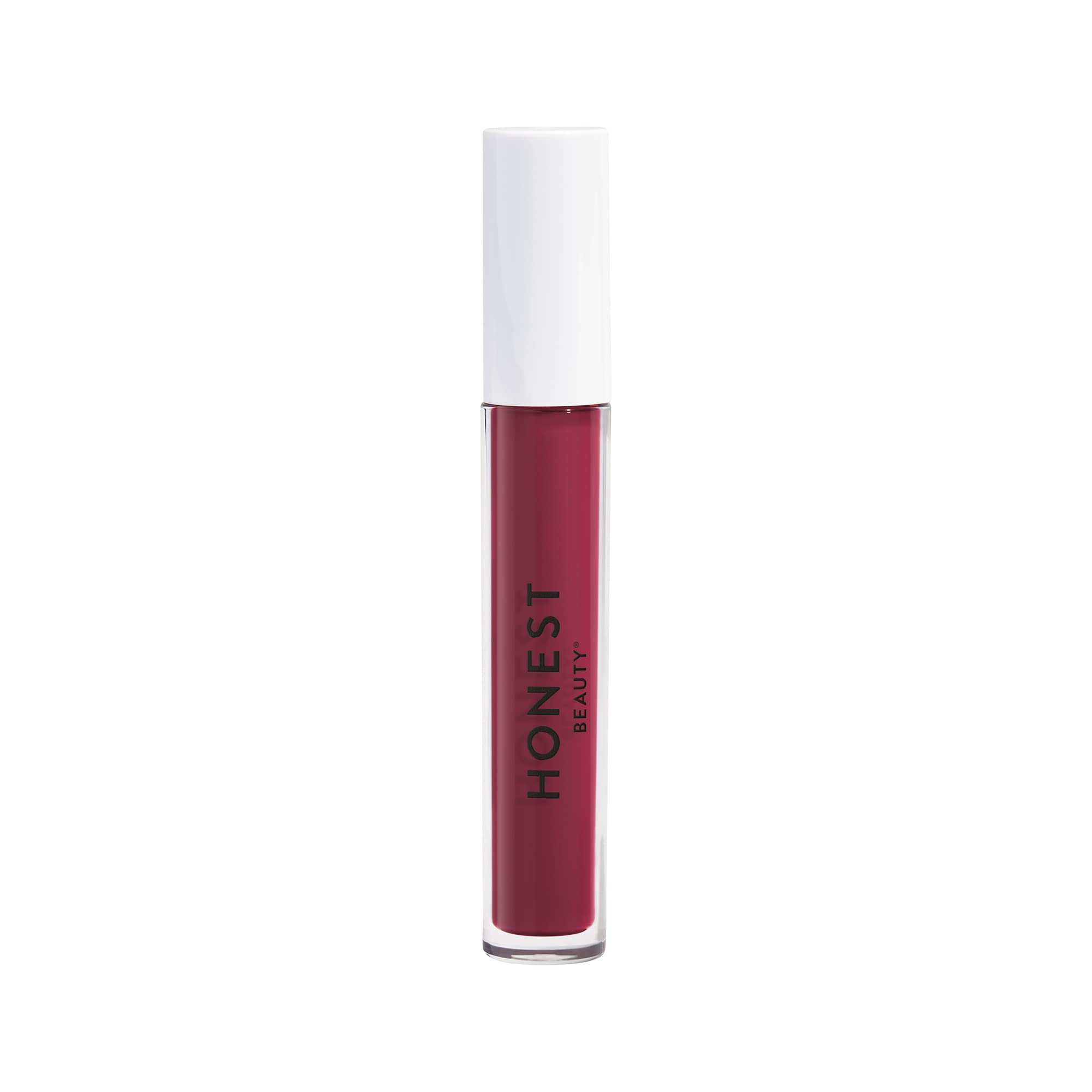 Honest Beauty Hydrating Liquid Lipstick application close-up with hyaluronic acid hydration.