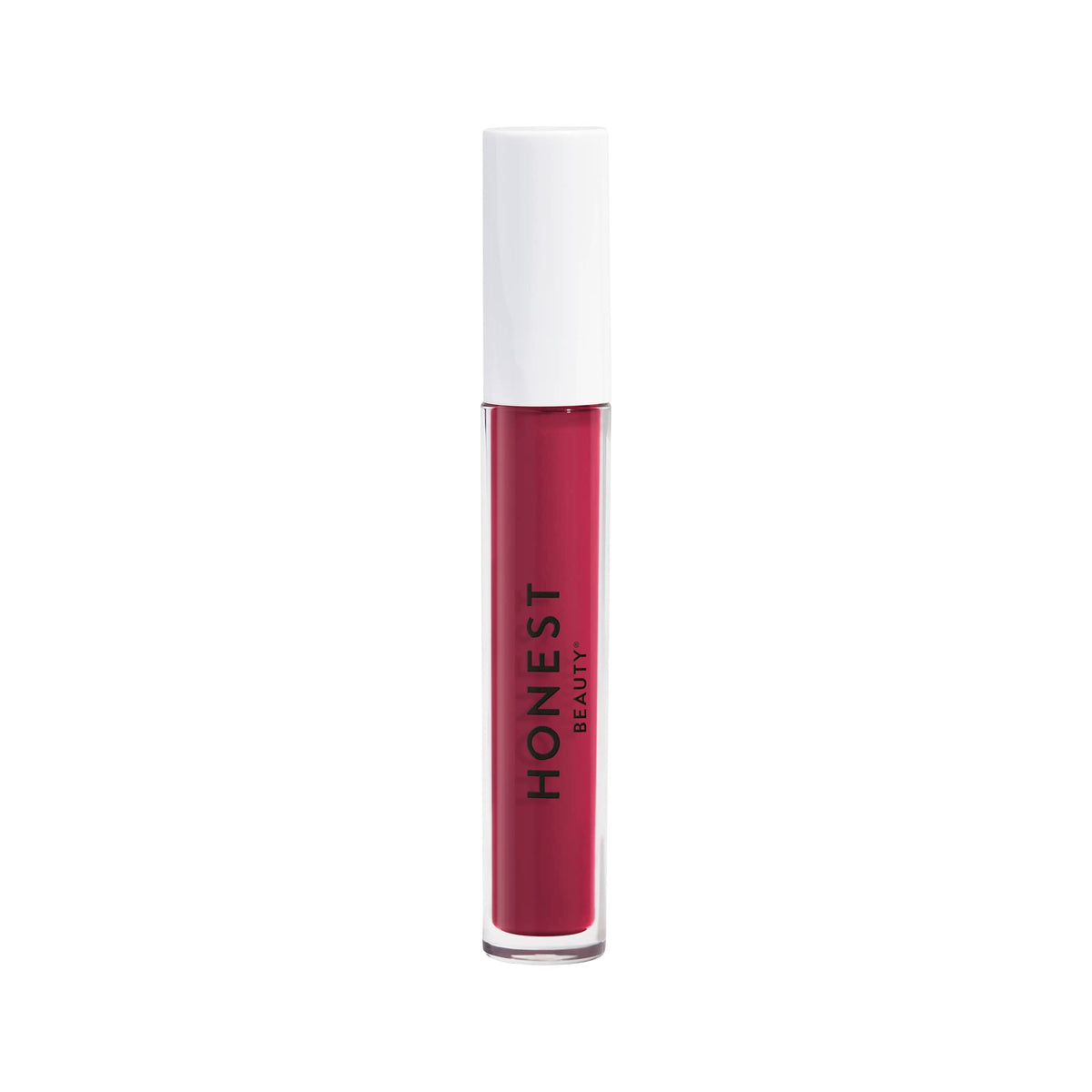 Honest Beauty Hydrating Liquid Lipstick application close-up with hyaluronic acid hydration.