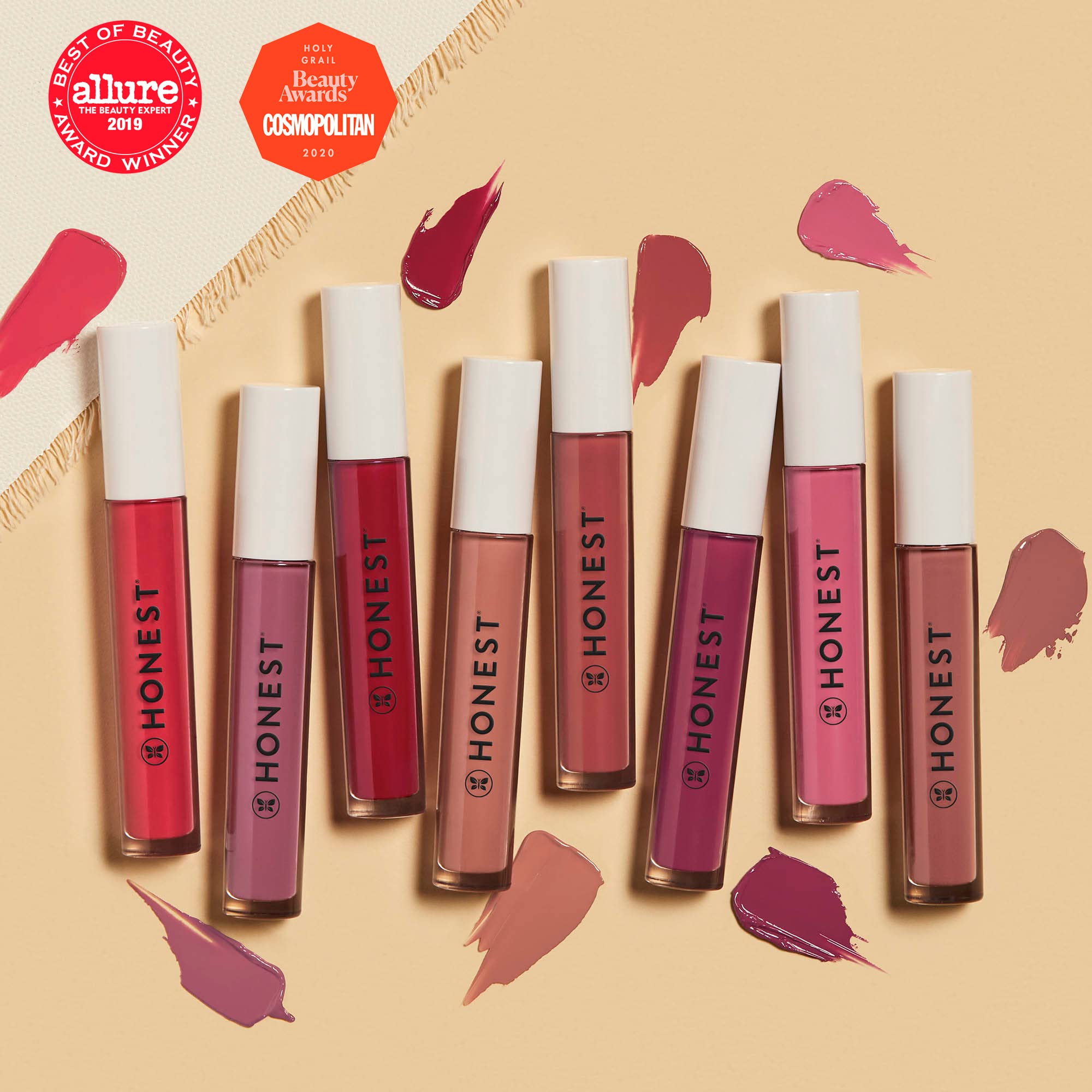 Honest Beauty Hydrating Liquid Lipstick matte finish close-up on lips.