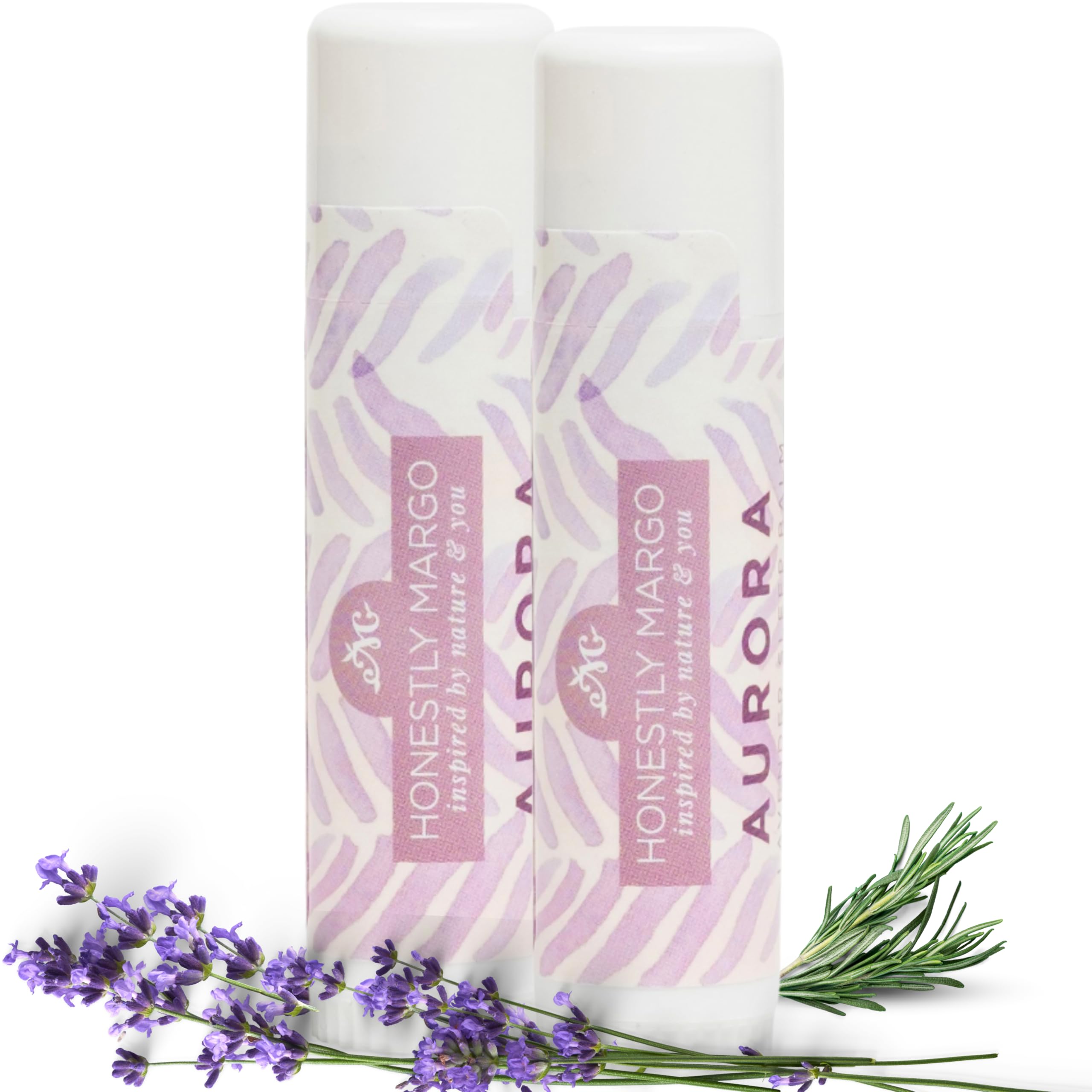 Honestly Margo Lavender Aurora balm stick on lips for a soothing relaxation ritual