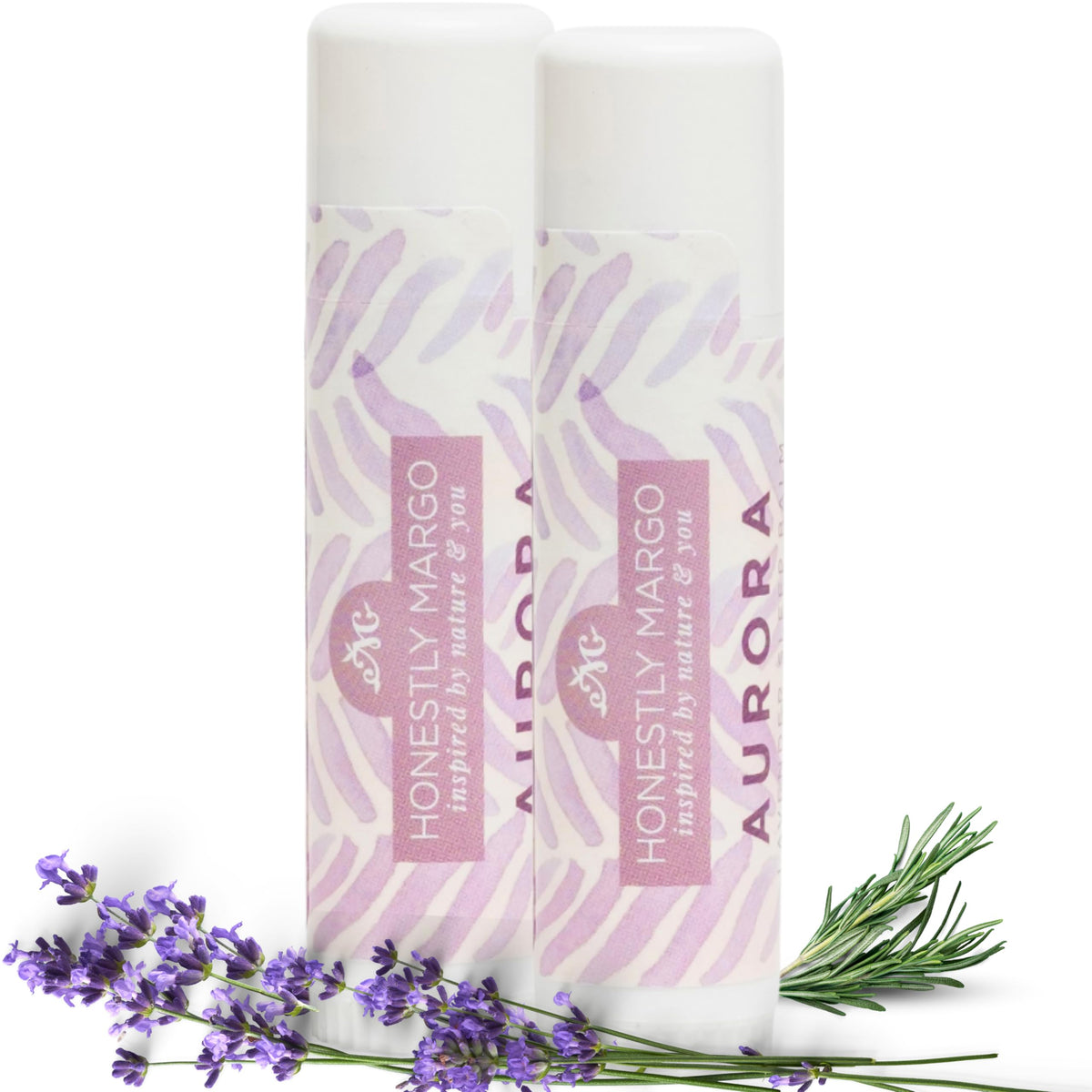 Honestly Margo Lavender Aurora balm stick on lips for a soothing relaxation ritual