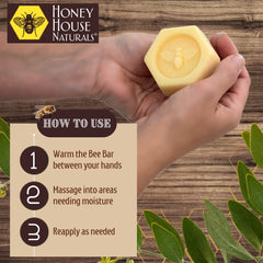 All-natural beeswax formula shown in a close-up of the Bee Bar.