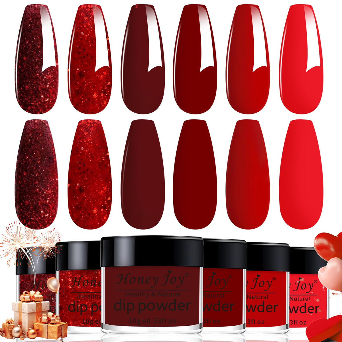 Honey Joy dip powder 6-color set front view for home salon convenience