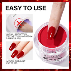 Honey Joy red collection swatches show deep classic to bright glitter for at-home looks